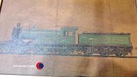 2 x framed pictures of steam trains by F. Moore c.1930s approx 18inx10in - 3