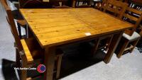 Distressed wooden extending dining table and 6 chairs - 2