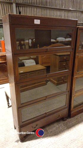 Oak Stacking Globe Wernicke style barrister's bookcase in 4 sections with drawer below