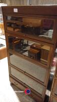 Oak Stacking Globe Wernicke style barrister's bookcase in 4 sections with drawer below - 2