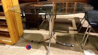 Smoked glass topped dining table with chrome legs - 2