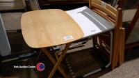 Wooden folding table, plastic folding table, 2 wooden folding chairs