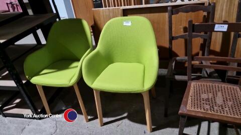 Pair of modern green upholstered chairs