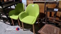 Pair of modern green upholstered chairs - 2