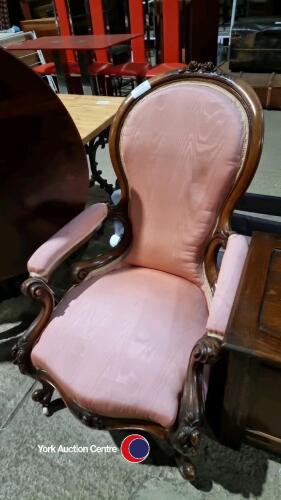 Victorian mahogany frame open armchair