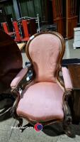 Victorian mahogany frame open armchair - 2