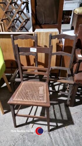 3 x mahogany woven cane bedroom or hall chairs