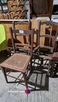 3 x mahogany woven cane bedroom or hall chairs - 2