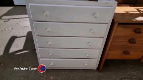 White painted wooden 5-drawer unit