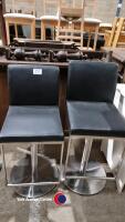 2 x chrome gas lift breakfast bar stools - 2