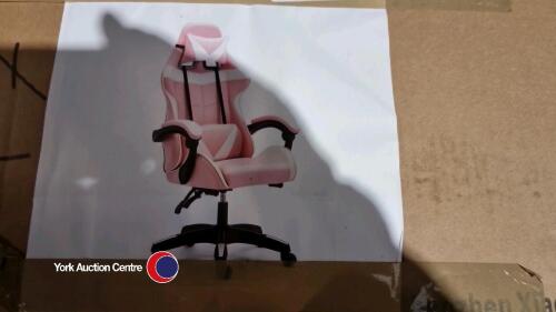 Boxed pink gaming chair