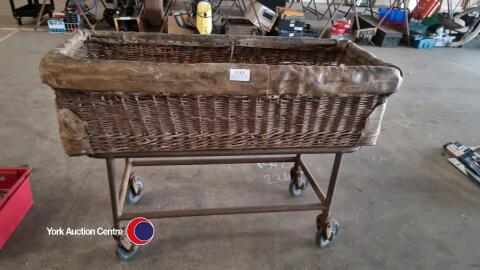 Very rare antique cast iron and hide original GPO basket