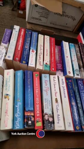 Box of Christmas and fiction books