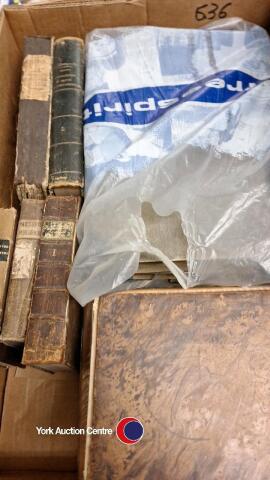 Box of old books some with calf binding