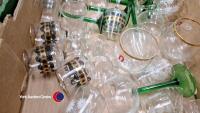 2 x boxes of glassware & ornaments including brass boot and pewter tankards - 6