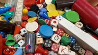 Tray of vintage dice and board game counters etc - 2