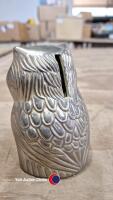 Silver plate owl money box - 2
