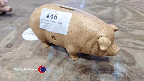 Cast iron Quaker City pig moneybox