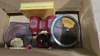 Pair of Art Deco Bakelite Calendox radio desk calendars, 1930s & binoculars, egg cup - 2