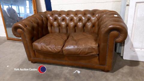 Leather Chesterfield style two-seater sofa in excellent condition