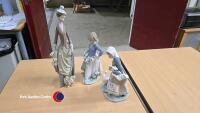 3x Lladro female figurines inc shepherdess, flower girl & victorian lady - 3