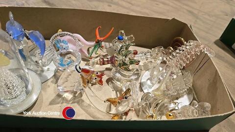 Vintage glass figures including Murano glass