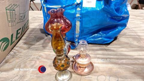 Large number of vintage oil lamps