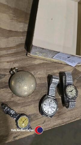 Swiss watches x3 plus pocket watch. Inc gents everite watch working