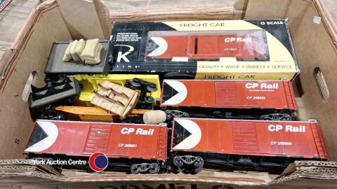 Box of model railway o gauge rolling stock