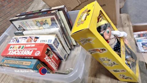 Box of vintage toys