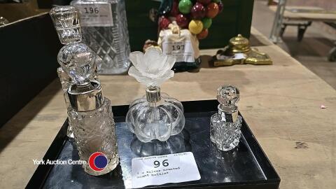 4 x silver mounted scent bottles