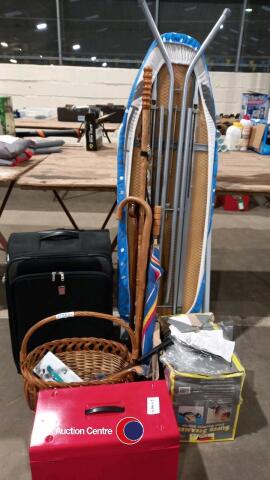 Bundle of tools inc Metal step ladder,walking canes and wall paper stripper