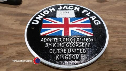 Cast alloy Union Jack sign