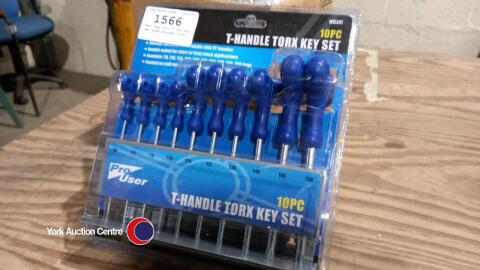 New 10pc Torx T bar key set with storage rack