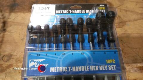 New 10pc T bar Allen key set with storage rack