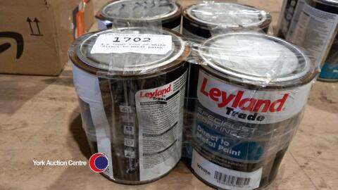 4 x 750ml tins of white 'Direct to metal paint'