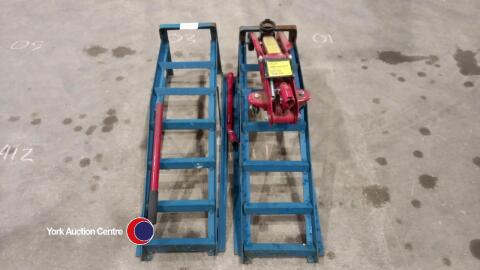 Wheel ramps and trolley jack