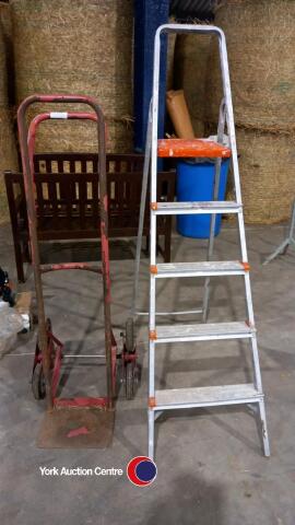 Metal sack barrow plus aluminium step ladder