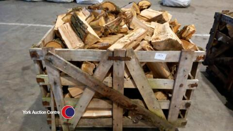 Crate of hardwood logs