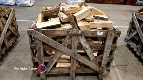 Crate of hardwood logs