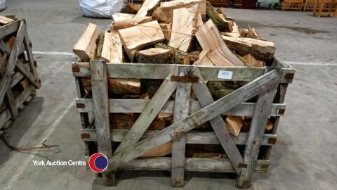 Crate of hardwood logs