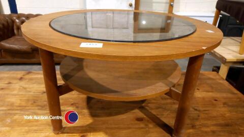 Round coffee table with glass top