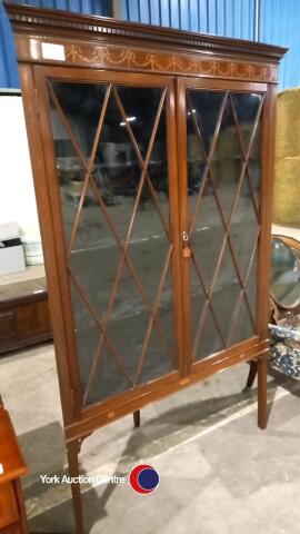 Edwardian Inlaid Mahogany Corner Cupboard