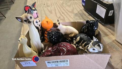 Box of cat ornaments