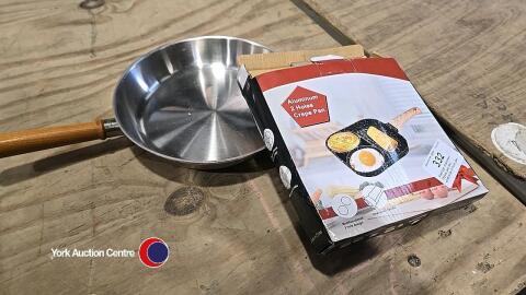 Prestige stainless frying pan and aluminium 4-hole pan