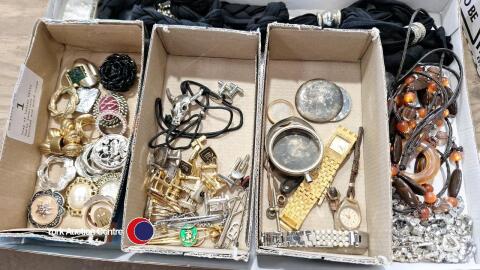 Tray of Ladies belts ,Gents jewellery ,watches and scarf rings