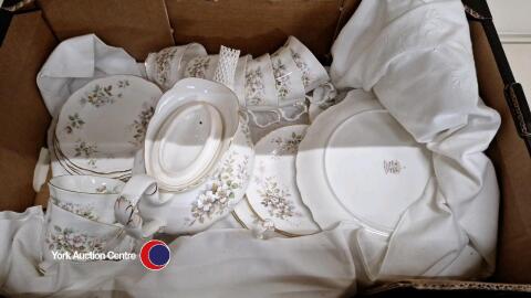 Box of Royal Albert Haworth pattern tea service