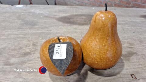 Large apple and pear ornaments