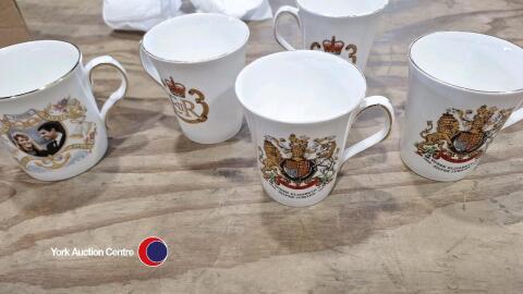 Ringtons China Coronation Mugs; 4 Queen Elizabeth 11 Silver Jubilee 1977 and Celebration of Marriage Mug, Andrew and Fergie 1986