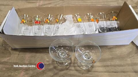 8 Britvic fruit cocktail glasses and 2 Babycham glasses